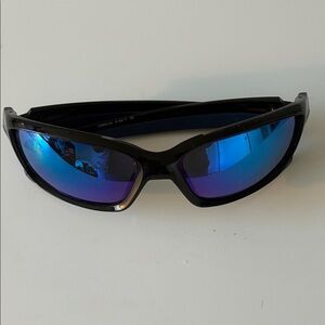 Oakley Straight Link Black Sunglasses with Blue Lenses